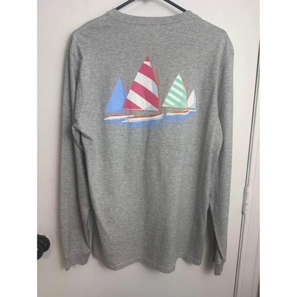 gray vineyard vines longsleeve graphic sailing size small #0956 - Picture 5 of 9
